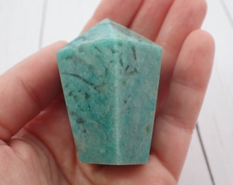 1 Piece Natural Amazonite Crystal Cupcake - Green Blue Turquoise Faceted Polished - Flashy Amazonite Cupcake Shaped Crystal #CUPCK#1002