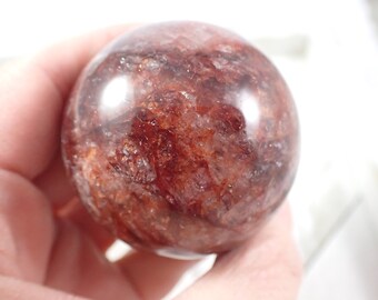 Super Flashy Dark Red Crystal Sphere - Smooth Round Sphere - Dark Red Flashy Fire Quartz - 2 Inch Round Sphere - Natural Rainbow #SPHER#1102