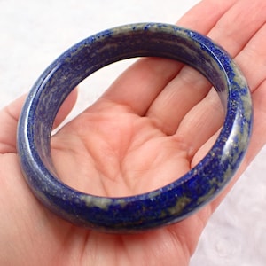 63.3mm Natural Blue Lapis Lazuli Crystal Bangle Bracelet - Thick Smooth Flat Inside - Polished Bangle Crystal Bracelet Blue #JEWEL#1439