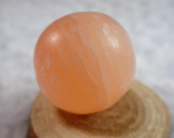 1 Piece Natural Orange Selenite Crystal Sphere - Shiny Polished Sphere - Peach Crystal Sphere - Selenite Charging Ball #SPHER#1004