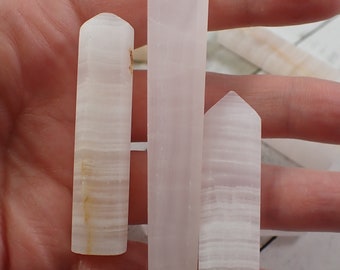 Small Natural Pink Calcite Crystal Point - Mini Pink Calcite Tower - Small Smooth Faceted Point - 1.75 Inches UV Reactive Points #POINT#1007