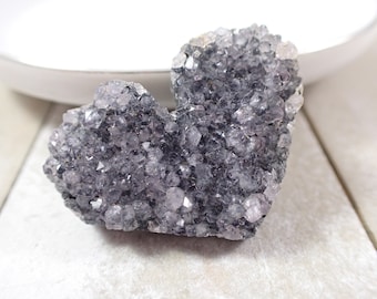 Sparkly Purple Amethyst Heart Crystal Cluster - Thin Flat Purple Heart Shaped Cluster - 1.25 Inch Amethyst Heart Crystal Specimen RAWSM#1091