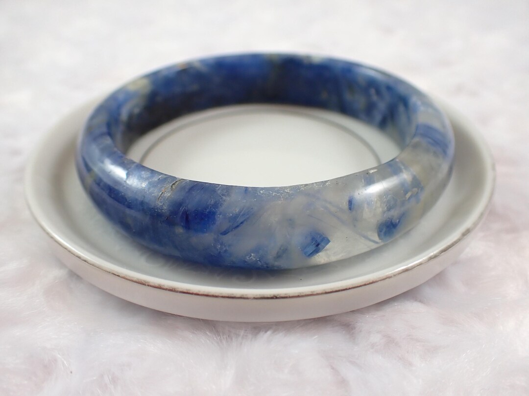 62.7mm Blue Kyanite Crystal Bangle Bracelet - Thick Smooth