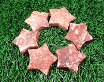 1 Piece Small Natural Jasper Crystal Star Carving - Smooth Finish Star Red Pink White - 1.5 Inch Crystal Star Smooth Carving #STARS#1011