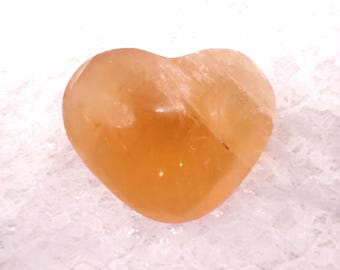 Natural Honey Calcite Heart Crystal - Large Honey Calcite Heart - Smooth Polished Crystal - Honey Calcite Natural Heart #HEART#1120