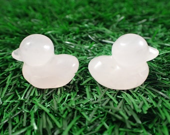 Pink Rose Quartz Mini Crystal Duckling - Smooth Sitting Rubber Duck - Natural Pink Crystal Carving - 1 Inch Duck Easter Crystal #MINIS#1091