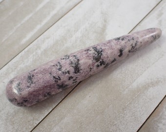 1 Piece Natural Lepidolite Crystal Wand - Purple Gray Flashy Lepidolite Massage Wand - Rounded Ends Natural Crystal Massage Wand #WANDS#1028