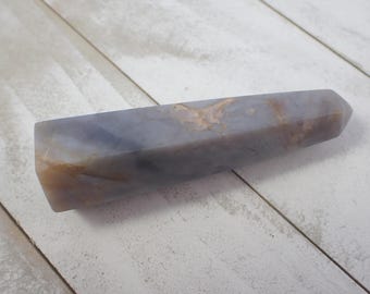1 Piece Natural Purple Chalcedony Crystal Tower - Purple Tan Brown Crystal - Smooth Polished Faceted Purple Chalcedony Tower #TOWER#1156