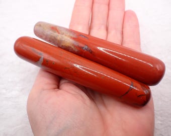 One Natural Red Jasper Crystal Wands - Red Smooth Polished - Rounded Ends 108x19mm - Red Jasper Crystal Massage Wand #WANDS#1084