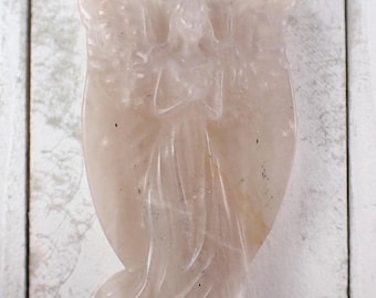 Natural Light Blue Flashy Moonstone Angel Crystal Carving - Flat Back Small Angel - Moonstone Crystal Carving - 2.25 Inch Angel #RELGS#1008