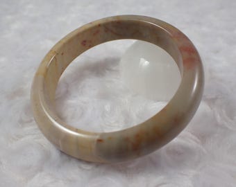 60.1mm Natural Polychrome Jasper Crystal Bangle Bracelet - Sand Orange Beige Crystal - Smooth Polished Crystal Bangle Bracelet #JEWEL#1185