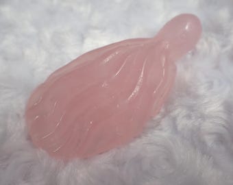 Pretty Pink Rose Quartz Crystal Octopus - Textured Perfect Condition - Flat Back 3.25 Inch Octopus Crystal Carving - Pink Rose #ANMLS#1259