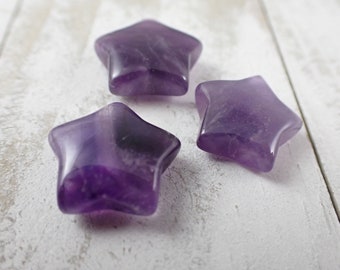 Natural Purple Amethyst Crystal Star - Puffy Star Carving - Crystal Star Smooth Carving - .75 Inch Deep Purple Small Star Crystal MINIS#1042