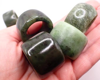 US Size 13.5 Thick Green Haitian Jade Bangle Crystal Ring - Green Black Smooth - Bangle Ring Haitian Jade Crystal - Thick Large #RINGS#1108