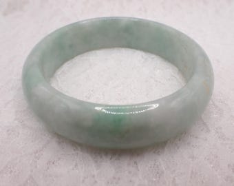 57.6mm Aqua Blue Natural Jadeite Crystal Bangle Bracelet - Smooth Finish Flat Inside - Natural Texture #JEWEL#1857