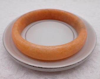 62.9mm Pretty Peach Sunstone Crystal Bangle Bracelet - Semi-Smooth Polished Crystal Bangle Bracelet - Peach Gray Opaque Sunstone #JEWEL#1830