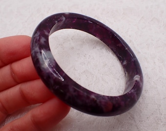 58.3mm Sparkly Natural Purple Emerald Crystal Bangle Bracelet - Smooth Finish Flat Inside - Purple Emerald Crystal Bangle #JEWEL#1901