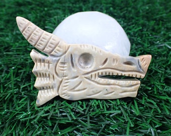 Awesome Detailed Maligano Jasper Crystal Dragon - 2.5 Inch Beige Orange Gray Dragon Head - Maligano Jasper Crystal Carving #ANMLS#1261