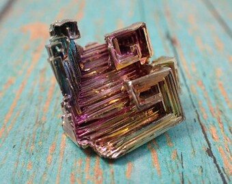 1 Piece Bismuth Rainbow Crystal Specimen - Green Blue Pink Yellow - Metal Specimen Bismuth - Rainbow Tiered Abstract Crystal #RAWSM#1033