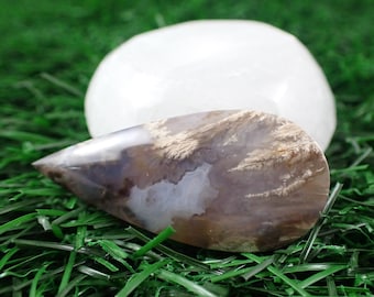 Gorgeous Purple Plume Agate Crystal Cabochon - Teardrop Smooth Polished Finish - Purple Beige 1.75 Inch Cabochon - Plume Agate #CBCHN#1075