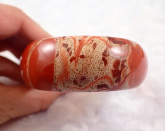 58.7mm Thick Red Jasper Bangle Bracelet - Smooth Round Polished - Natural Red Jasper Crystal - Maroon Beige Gray Black Bangle #JEWEL#1322