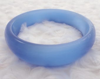 61.6mm Beautiful Shiny Blue Cats Eye Crystal Bangle Bracelet - Smooth Finish Flat Inside - Bangle Bracelet - Cats Eye Crystal #JEWEL#1163