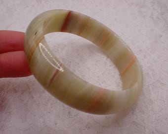 64.0mm Green Onyx-Afghan Jade Crystal Bangle Bracelet - Smooth Polished Bangle - Natural Crystal Bracelet - No Chips Nice #JEWEL#1892