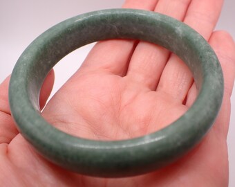 62.5mm Green Jade Crystal Bangle Bracelet - Semi-Smooth Polished Bangle - Natural Green Crystal Bracelet - No Chips Nice Green #JEWEL#1804