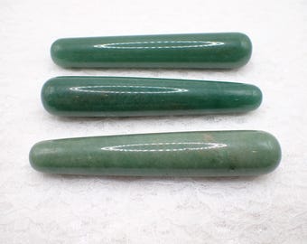 Pretty Natural Green Aventurine Crystal Wand - Green Brown Smooth Polished - 4.25 Inch Rounded Ends - Green Crystal Massage Wand #WANDS#1072