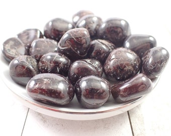 3 Pcs Natural Garnet Crystal Tumbles - Small Round Heavy Smooth Tumbled Stones - Textured Dark Red Round Garnet Crystal Tumbles #TUMBL#1013