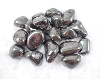 4 Pcs Dark Silver Metallic Hematite Crystal Tumbles - Rounded Smooth Polished Tumbled Stones - .75-1.25 Inch Hematite Textured #TUMBL#1015