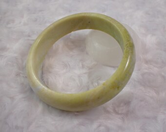 63.9mm Light Green Jade Crystal Bangle Bracelet - Smooth Polished Bangle - Natural Green Gray Crystal Bracelet - No Chips Nice #JEWEL#1442