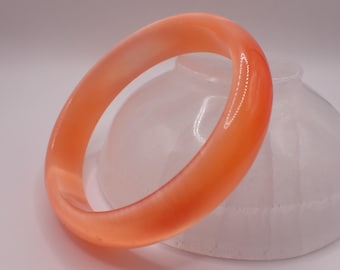 62.6mm Bright Shiny Orange Cats Eye Crystal Bangle Bracelet - Smooth Finish Flat Inside - Bangle Bracelet - Cat Eye Crystal #JEWEL#1705