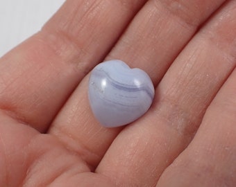 1 Piece Natural Blue Lace Agate Crystal Heart - High Quality Mini Carving - Banded Blue Lace Agate Heart - Smooth Mini Carving #MINIS#1038