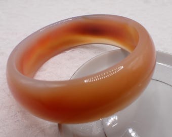 62.2mm Carnelian Agate Crystal Cuff Bangle Bracelet - Shiny Thick Crystal Bracelet - Flat Inside Smooth Carnelian Agate Bangle #JEWEL#1832