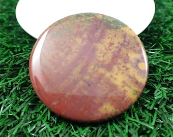 Polished Ocean Jasper Crystal Slab - Flat Both Sides Smooth Round - Coin Slab Green Red Orange - Round Coin Ocean Jasper Slab #SLABS#1035