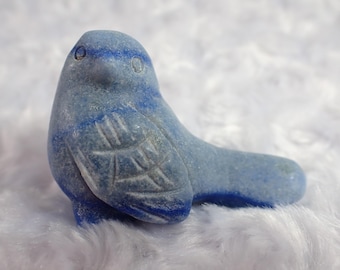 Cute Little Blue Aventurine Crystal Bird - Blue Opaque Smooth Bird Figurine - Crystal Bird 2.25 Inches - Blue Aventurine Bird #ANMLS#1254