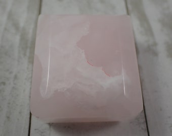 Natural Light Pink Mangano Crystal Slab - Smooth Polished Thick Rectangle - Light Pink Banded Crystal Slab - Mangano Calcite #SLABS#1042