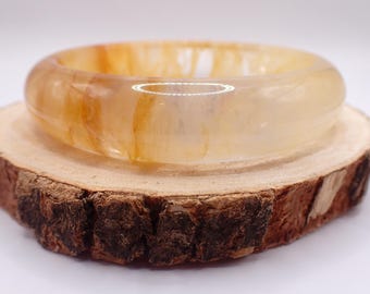 64.0mm Golden Healer Bangle Bracelet - Clear Gold Crystal Bracelet - Gold Yellow Brown Golden Healer - Natural Crystal Bracelet JEWEL#1601