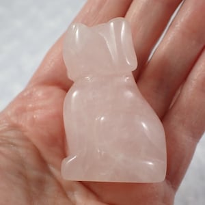 Pink Rose Quartz Crystal Dog Figurine - Sitting Dog Crystal - 2 Inch Smooth Polished Pink Dog - Natural Rose Quartz Crystal Gift ANMLS#1001