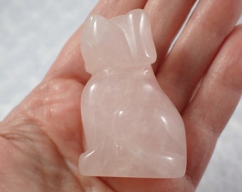 Pink Rose Quartz Crystal Dog Figurine - Sitting Dog Crystal - 2 Inch Smooth Polished Pink Dog - Natural Rose Quartz Crystal Gift ANMLS#1001