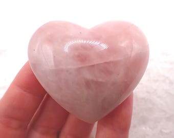 Natural Pink Rose Quartz Crystal Heart - Smooth Puffy Heart - Pretty Pink Heart - 1.75 Inch Rose Quartz Crystal Heart #HEART#1143