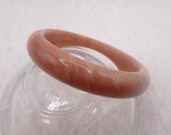 58.5mm Flashy Peach Moonstone Crystal Bangle Bracelet - Smooth Flat Inside Crystal - Shiny Polished Peach Moonstone Bangle #JEWEL#1991