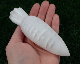 Large Natural Selenite Crystal Carrot Carving - Bit White Opaque Smooth Polished Carrot - White Selenite Crystal - White Silky #CRVNG#1874