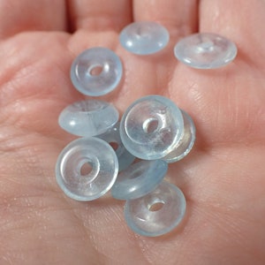 1 Piece TINY Natural Aquamarine Crystal Donut - High Quality Mini Carving - Blue Aquamarine Donut - 10-12mm Smooth Mini Donut #MINIS#1119
