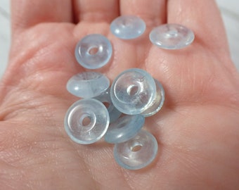 1 Piece TINY Natural Aquamarine Crystal Donut - High Quality Mini Carving - Blue Aquamarine Donut - 10-12mm Smooth Mini Donut #MINIS#1119
