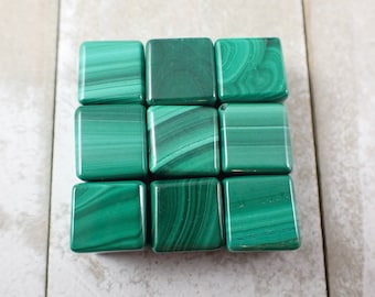 Great Green Malachite Mini Crystal Cube - Small Crystal Cube Beveled Edge - .5 Inch Green Malachite Crystal Carving - Green Cube #MINIS#1018