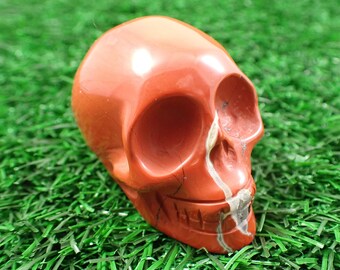 Awesome Natural Red Jasper Crystal Skull Carving - Red Gray Small Human Skull - 2 Inch Natural Crystal Skull - Red Jasper Crystal SKULL#1040