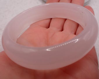 59.9mm Pink Calcite Crystal Bangle Bracelet - Smooth Flat Inside Bangle - UV reactive Natural Pink Calcite Crystal Bracelet #JEWEL#1818