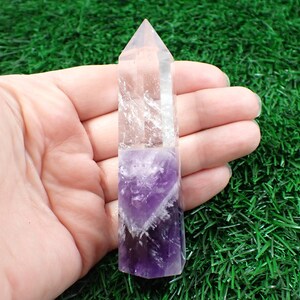 1 Piece Natural Clear Quartz Dream Amethyst Crystal Tower - Faceted Polished Tower -Dream Amethyst Clear Quartz Crystal Point #TOWER#1120